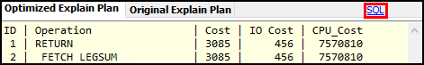 The SQL toggle option.
