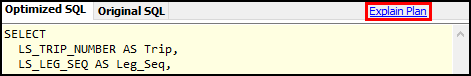 The Explain Plan toggle option.