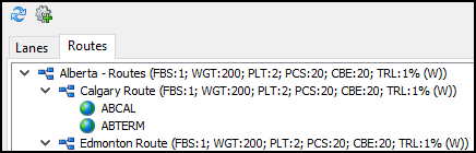 The Routes tab.