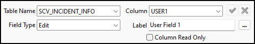 The SCV_INCIDENT_INFO User Fields setup pane.