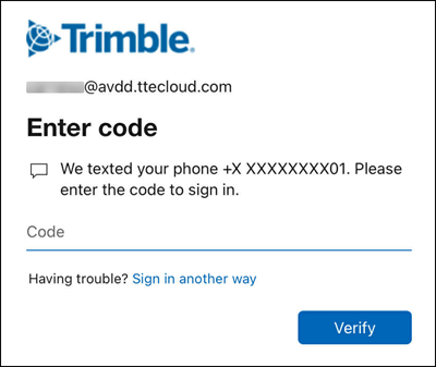 The Enter code screen.