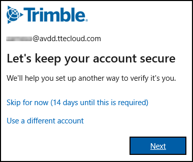 A prompt to set up an account verification method.