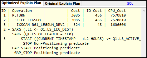 The Optimized Explain Plan tab.
