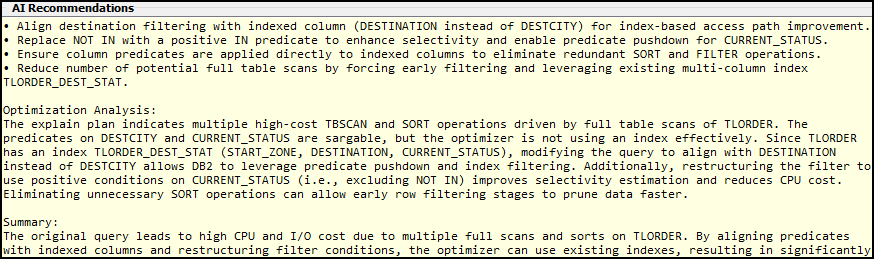 The AI Recommendations section.
