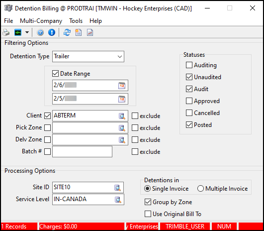 The Detention Billing application.