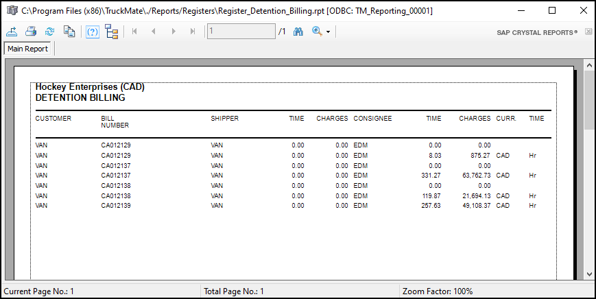 A report preview window.