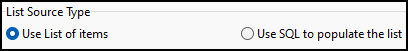 The List Source Type pane.