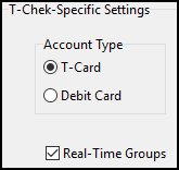 The T-Chek-Specific Settings pane.
