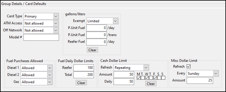 The T-Check group settings pane.