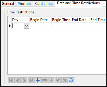 The TCH Date and Time Restrictions tab.