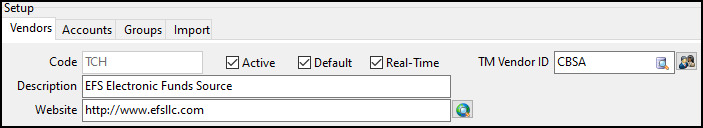 The Vendors tab header.