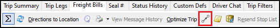 The Freight Bills tab with the Recalculate Stops option emphasized.