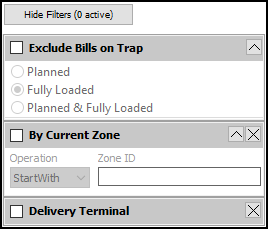 A list of various filter options.