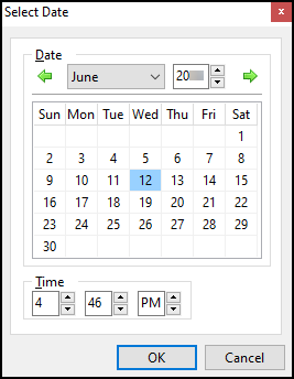 The Select Date pane.