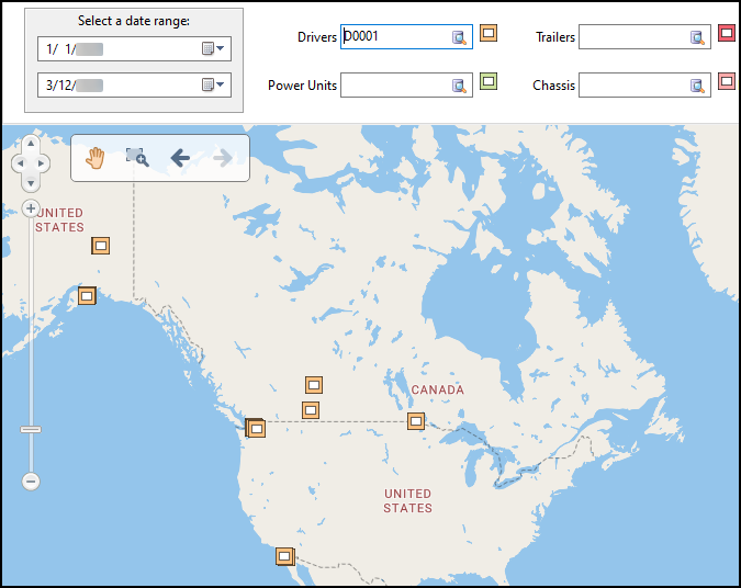 The location history for a driver.