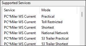 The Supported Services list showing WS Current services.
