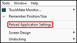 The Reload Application Settings option.