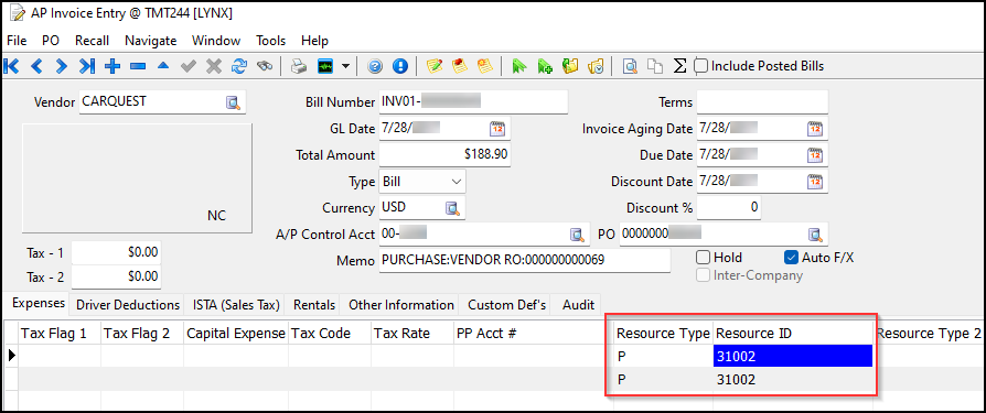The Resource Type and Resource ID fields.