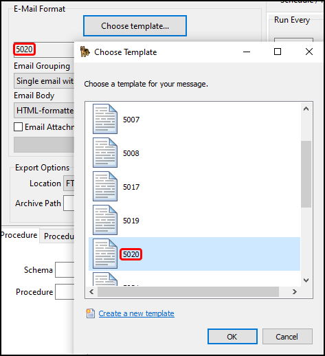 The Choose Template window.