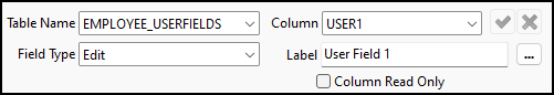 The EMPLOYEE_USERFIELDS User Fields setup pane.