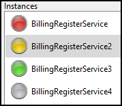 An Instances pane with four different status indicators in different colors.