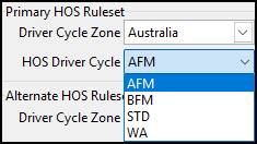 The HOS Cycle Zone set to AFM.