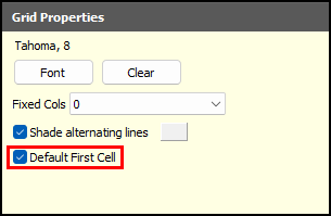 The Grid Properties pane.
