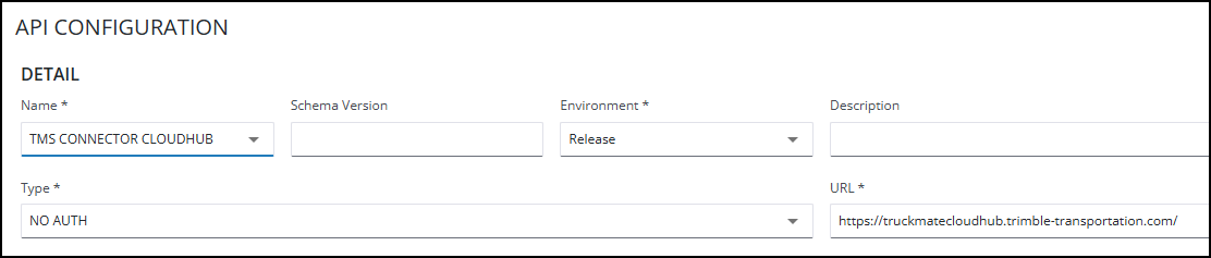 The API Configuration window.