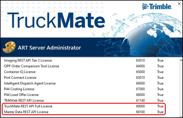 The 69000 and 69001 licenses set to true.
