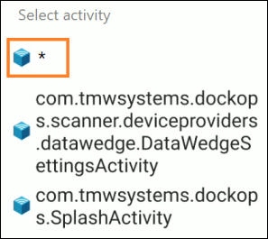 The activity list with the asterisk option emphasized.