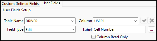 A user field with the Edit field type and cell number as a label..