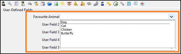 A dropdown list of animals.