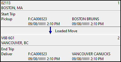 A trip going from Boston to Vancouver.