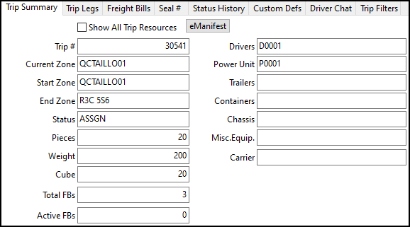 The Trip Summary tab.