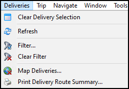 The Deliveries menu.