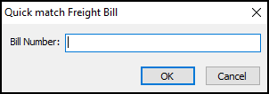 The Quick match Freight Bill window.