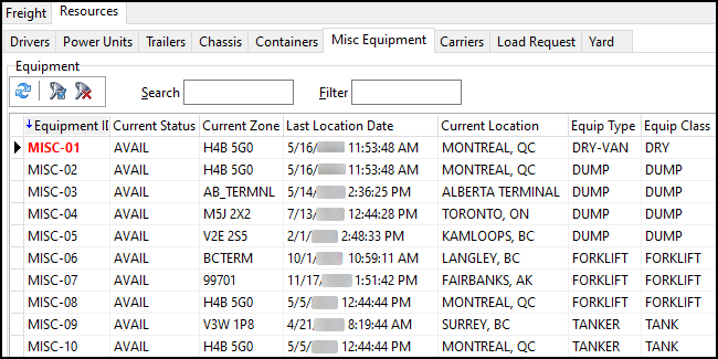 The Misc Equipment tab.