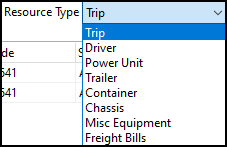 The Resource Type dropdown menu.