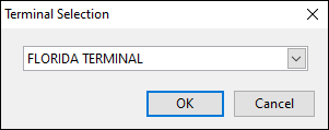 A window with a dropdown list of terminals.