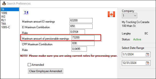 The T4 section of the Search Preferences window.