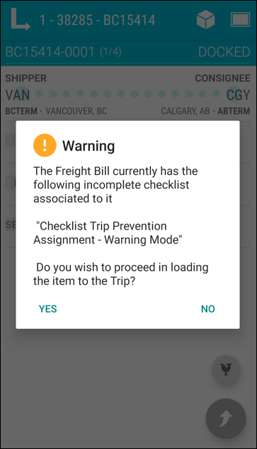 A warning for a checklist item.