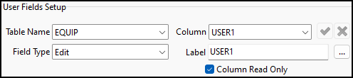 The EQUIP User Fields setup pane.