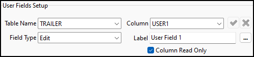 The TRAILER User Fields Setup pane.