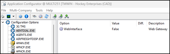 An app config list with an option.