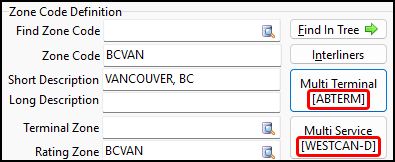 The Multi Terminal and Multi Service options with zone and service level labels.