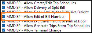 The Allow Edit of Bill Number security setting.