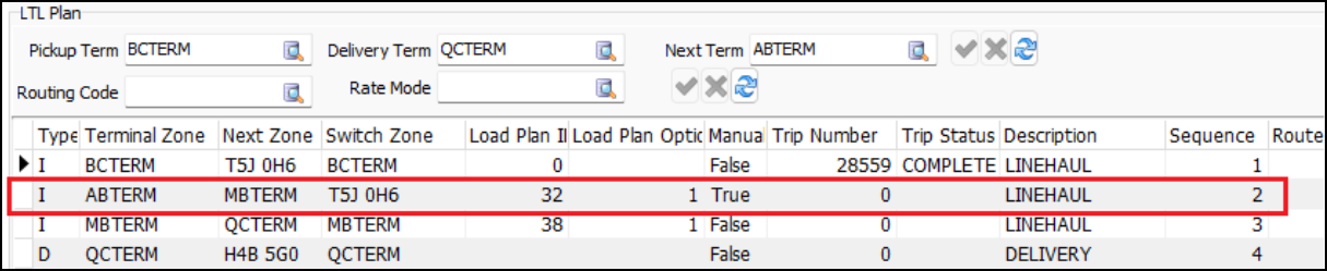 A switch zone in a terminal plan.