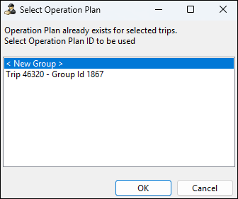 The Select Operation Plan window.