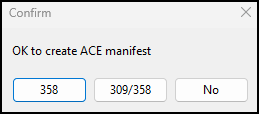 A window showing the 358 and 309/358 options.