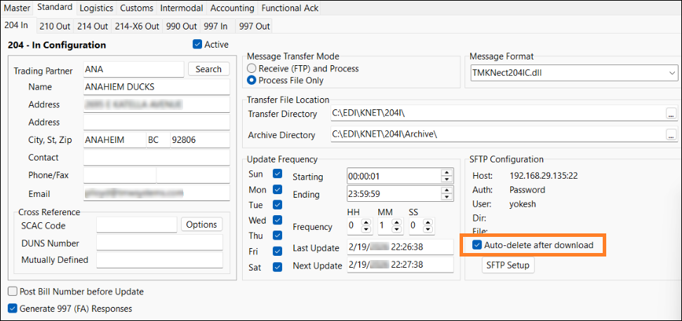 The Auto-delete after download option.